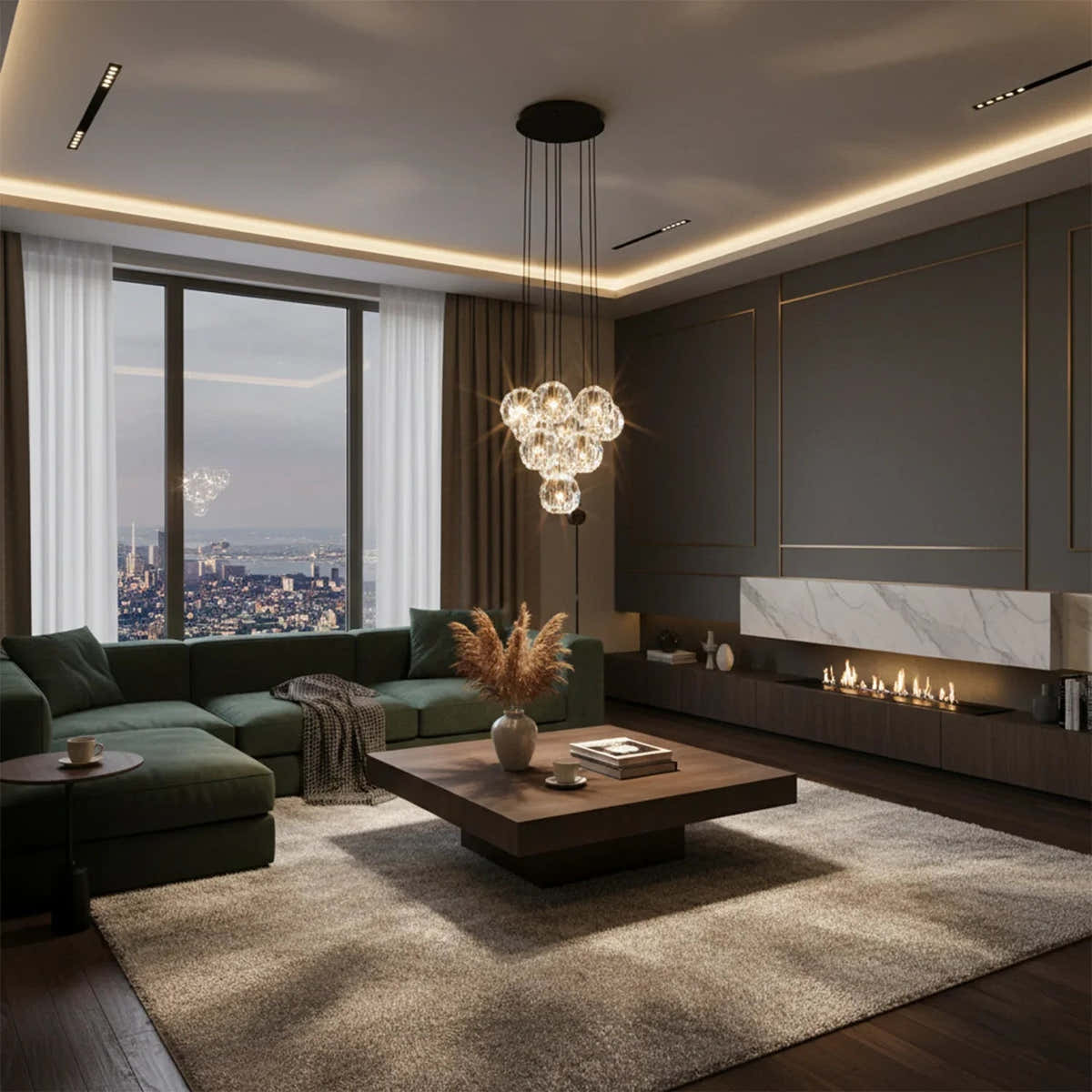Luxury Faceted Crystal Cluster Chandelier