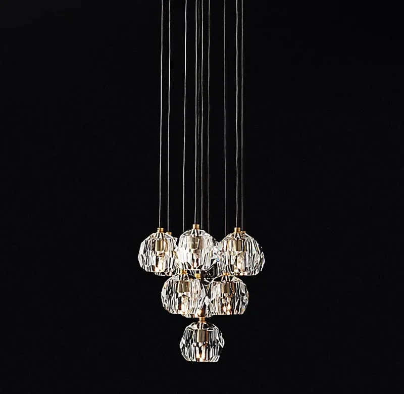 Luxury Faceted Crystal Cluster Chandelier