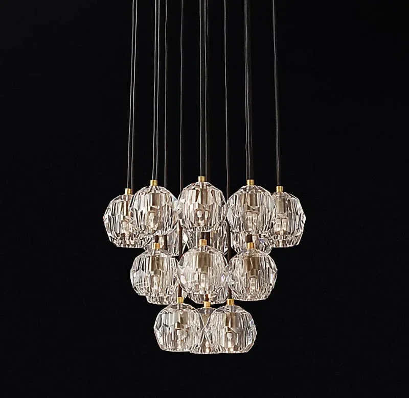 Luxury Faceted Crystal Cluster Chandelier