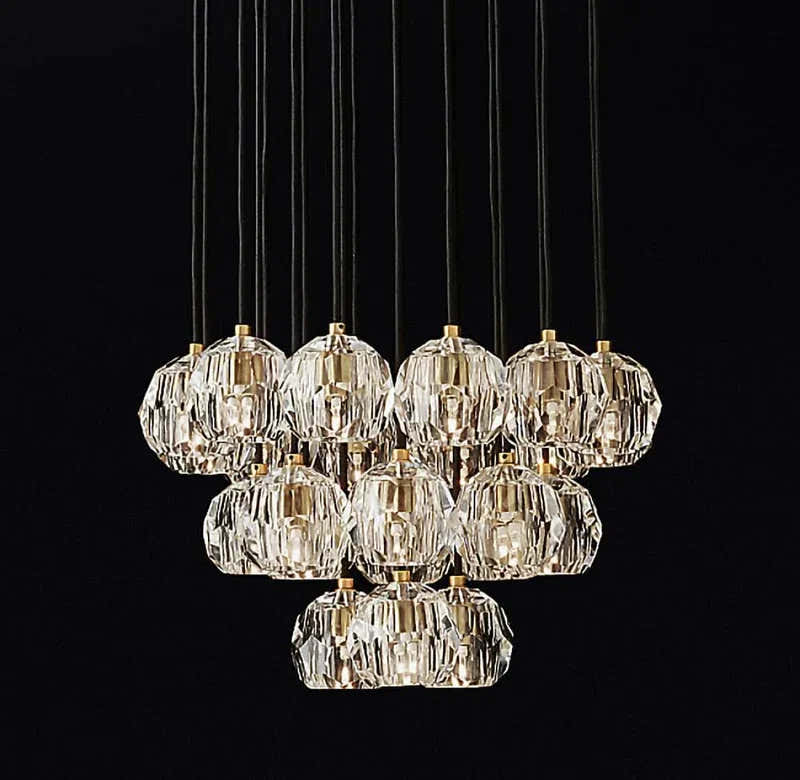 Luxury Faceted Crystal Cluster Chandelier