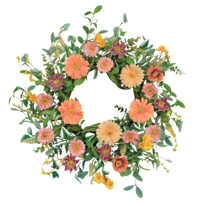 Colorful Artificial Gerbera Daisy Flower Wreath