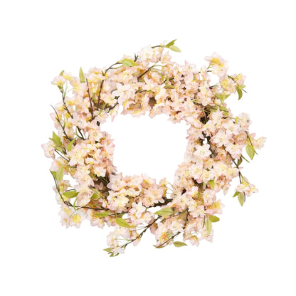 Fake Cherry Blossom Flower Wreath in Pink