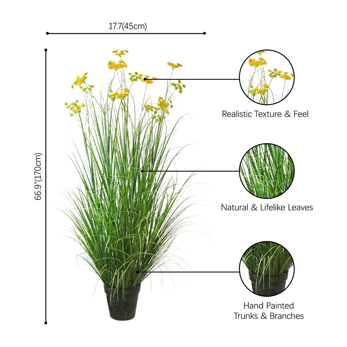 $2500+ Purchase Gift | Artificial 18-Head Carrot Flower with Curved Onion Grass Bonsai 67"H