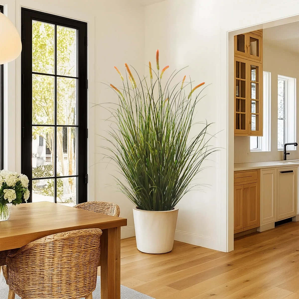 $1000+ Purchase Gift | Artificial 10-Head Long Cat Tail with Curved Onion Grass Bonsai 67"H