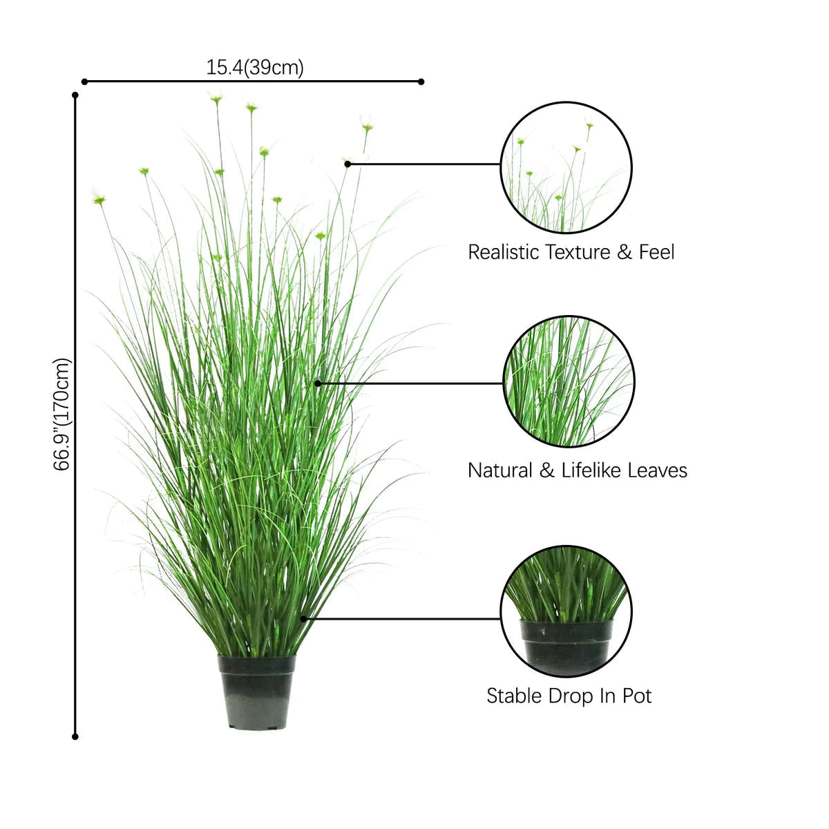 $1000+ Purchase Gift | Artificial 15-Head Cosmos with Curved Onion Grass Bonsai 67"H