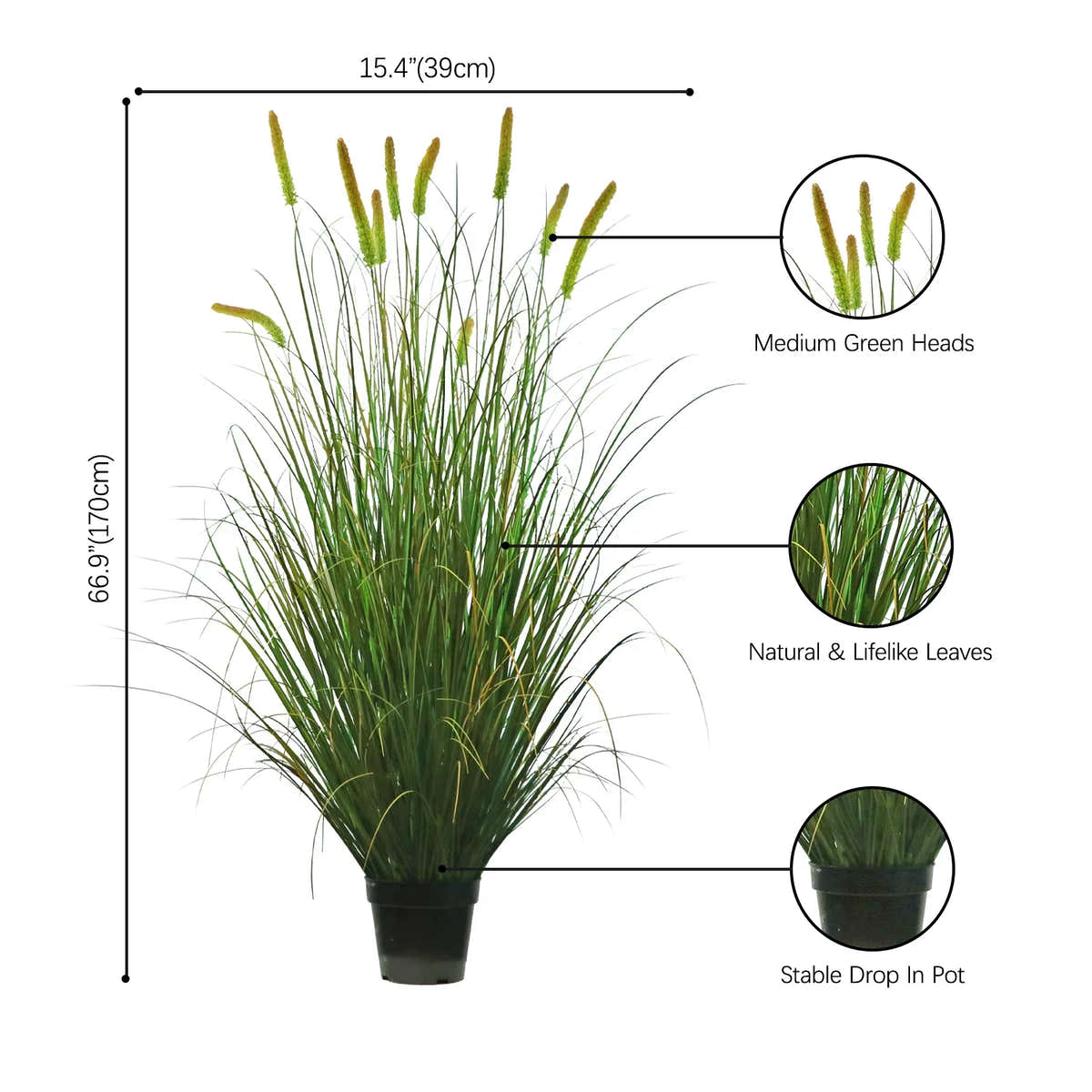$1000+ Purchase Gift | Artificial 10-Head Long Cat Tail with Curved Onion Grass Bonsai 67"H