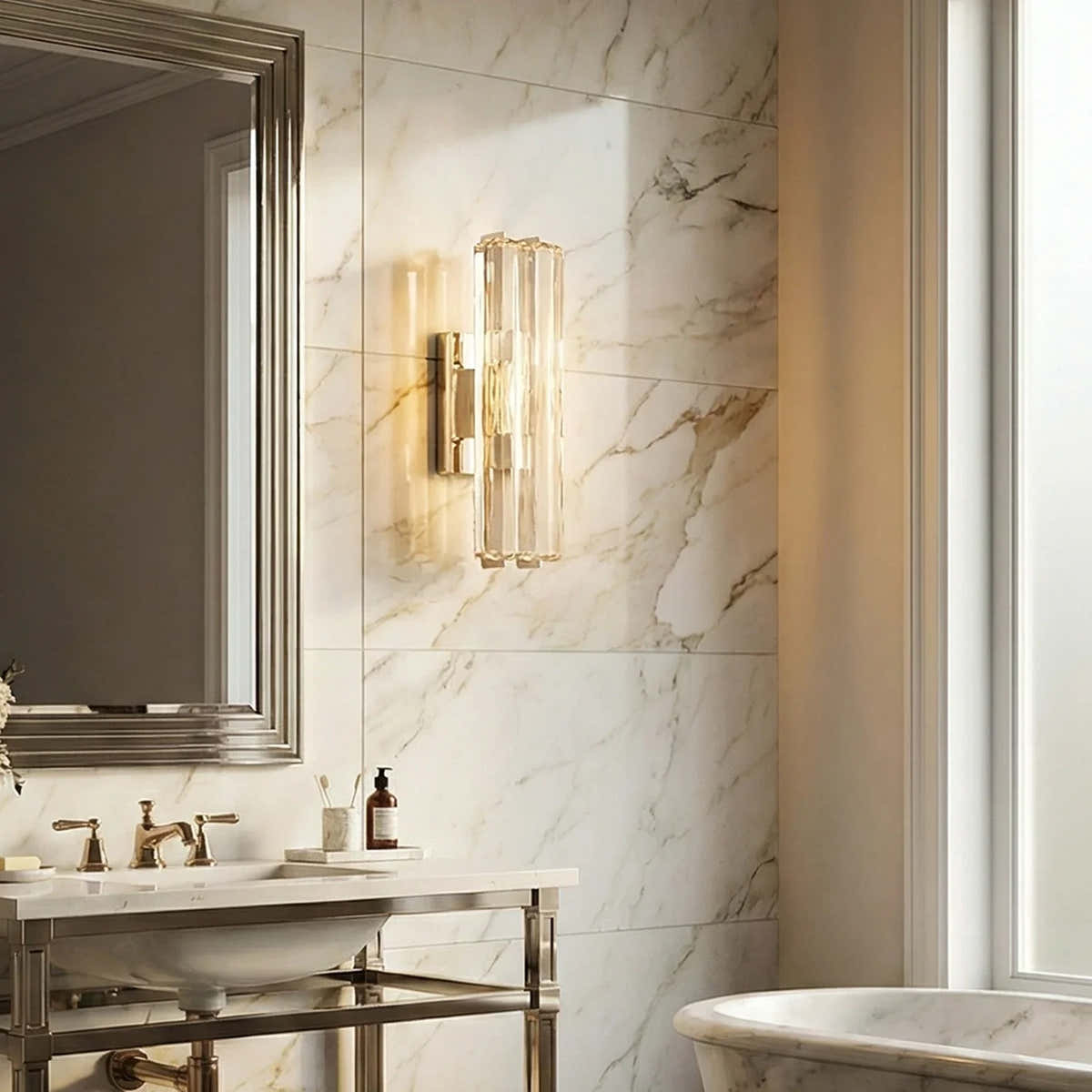 Audubonne Minimalist Crystal Column Sconce
