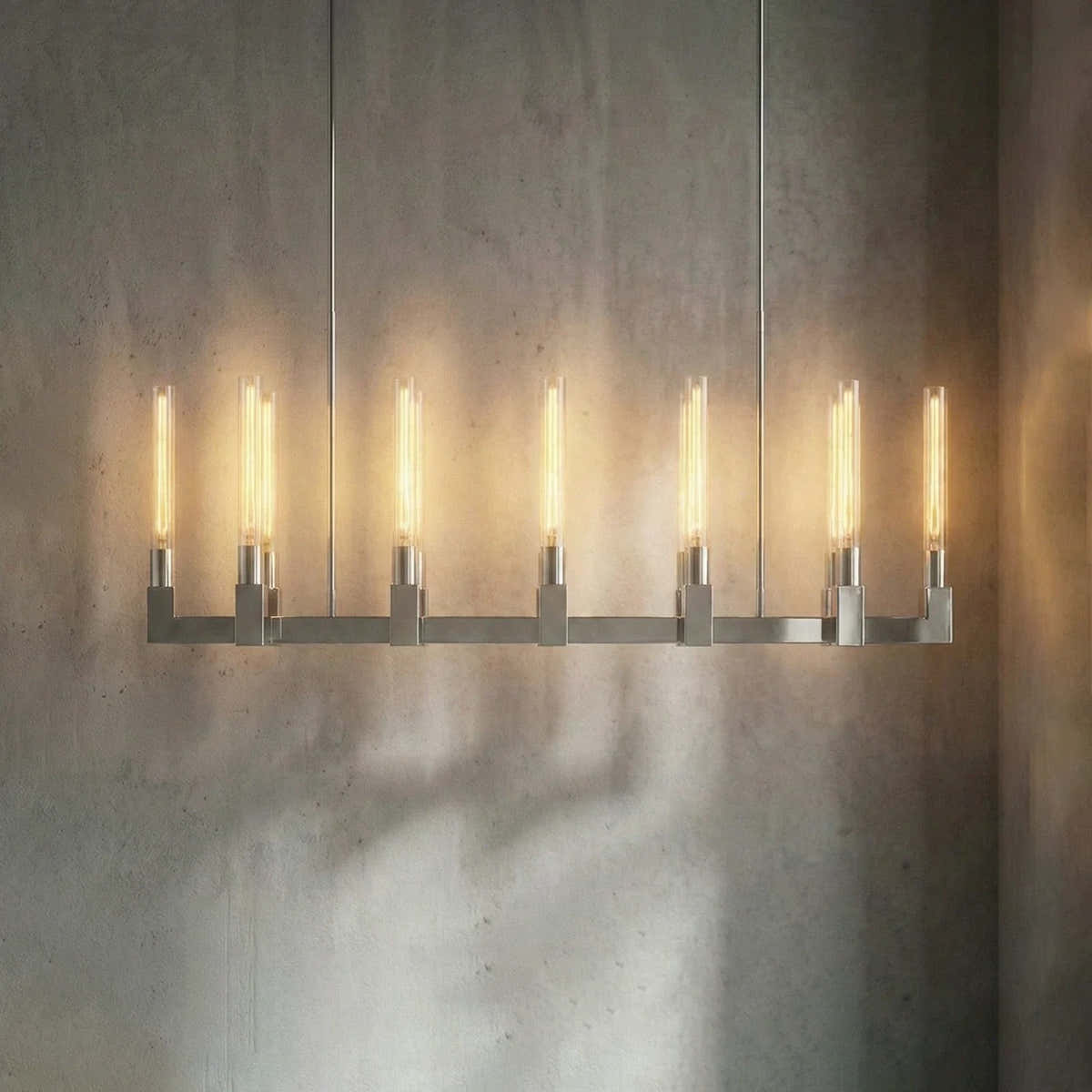 Aurora Crystal Candlestick Linear Glass Tube Chandelier