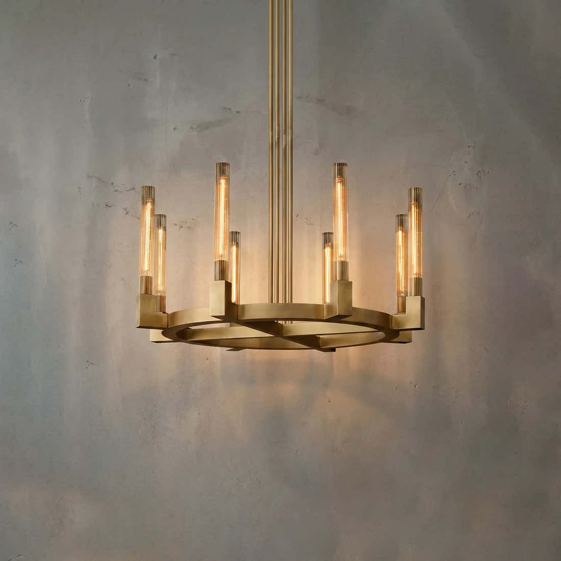 Aurora Crystal Candlestick Linear Glass Tube Chandelier