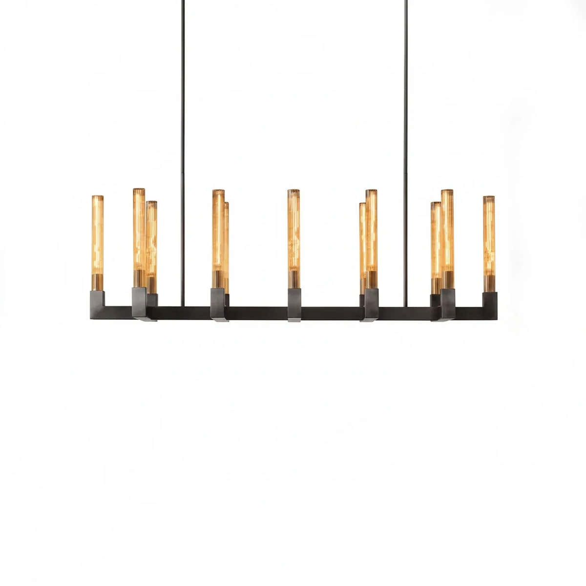 Aurora Crystal Candlestick Linear Glass Tube Chandelier
