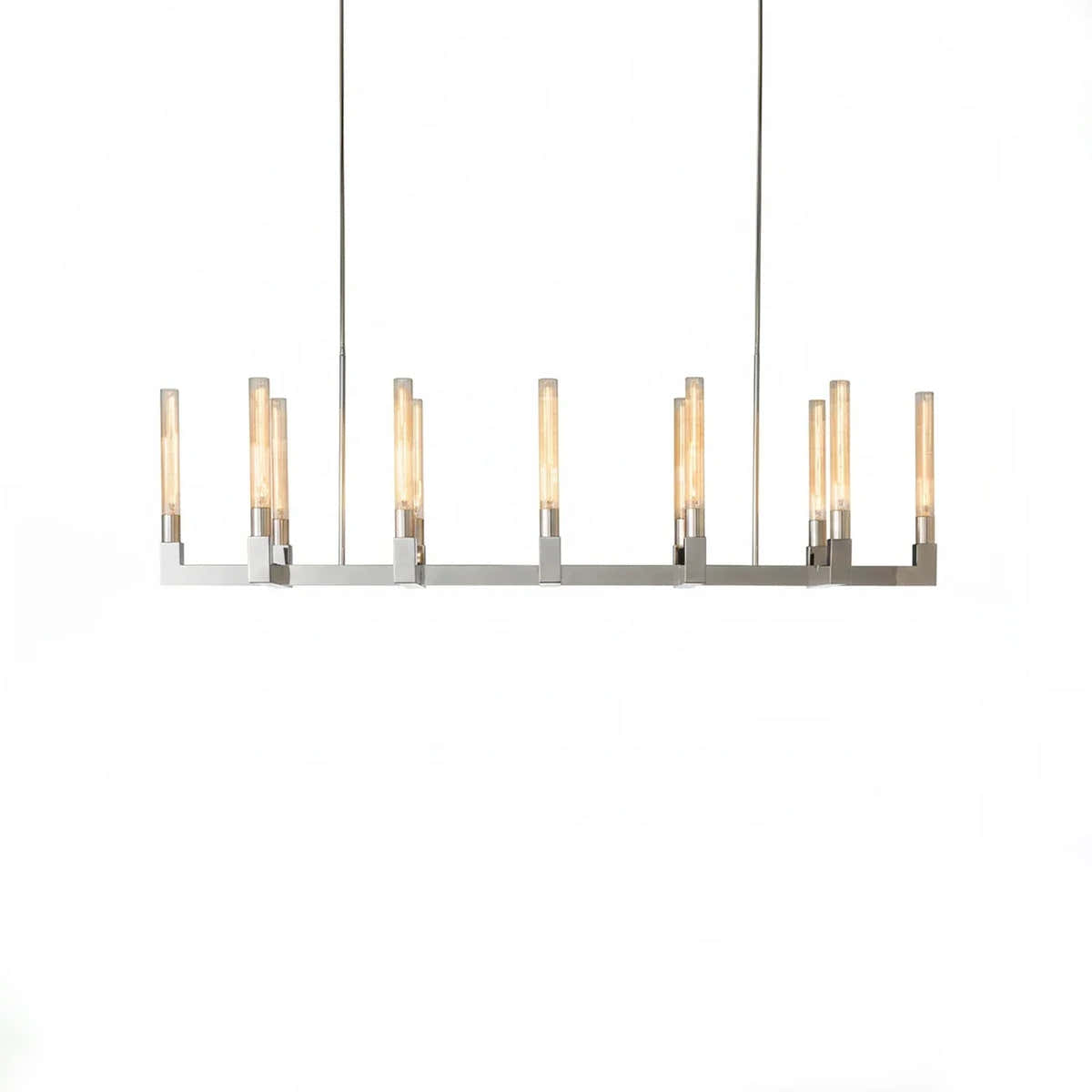 Aurora Crystal Candlestick Linear Glass Tube Chandelier