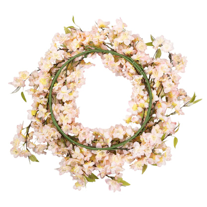 Fake Cherry Blossom Flower Wreath in Pink