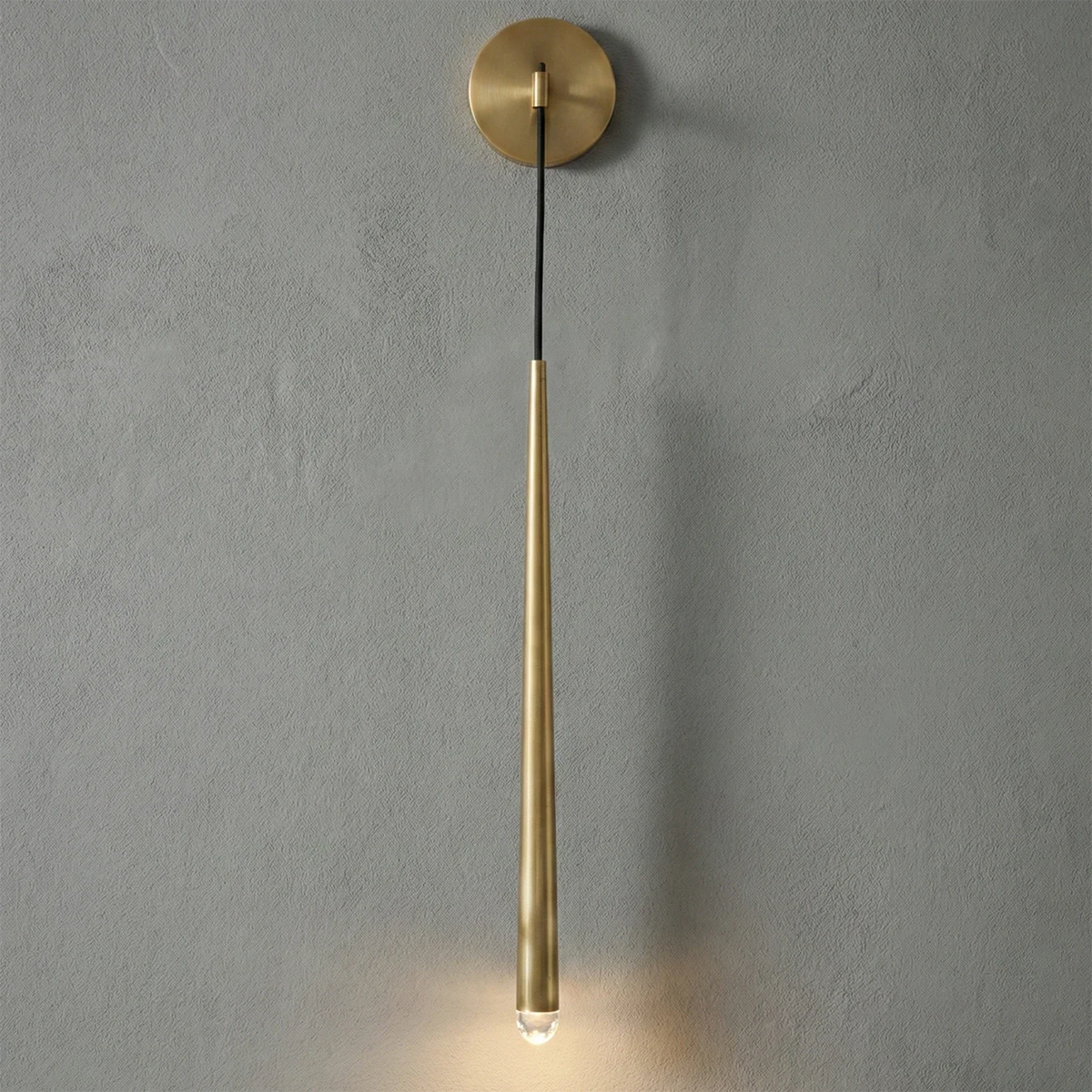 Brass Spinal Tube Crystal Wall Lamp