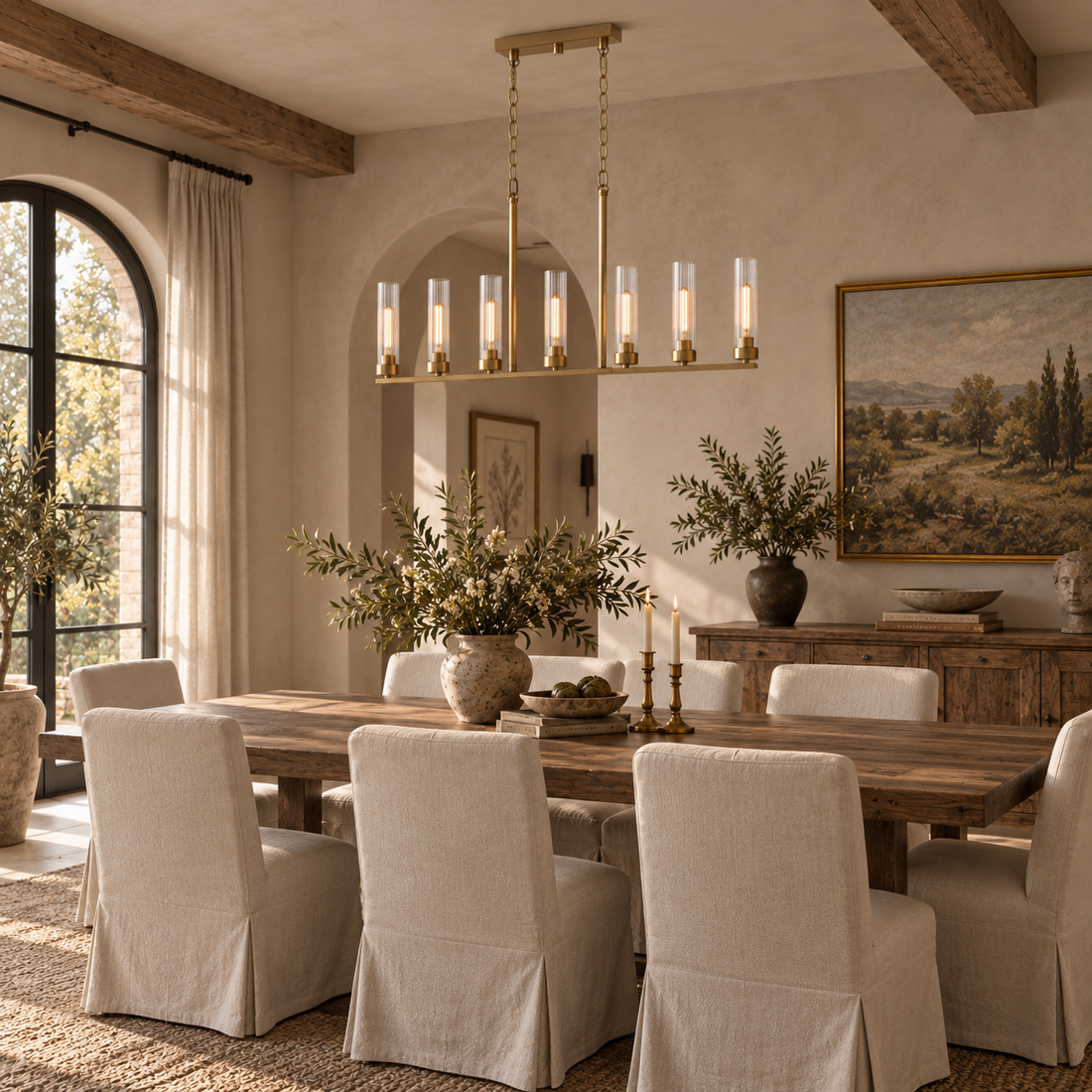 Andreas Glass Linear Chandelier Lighting