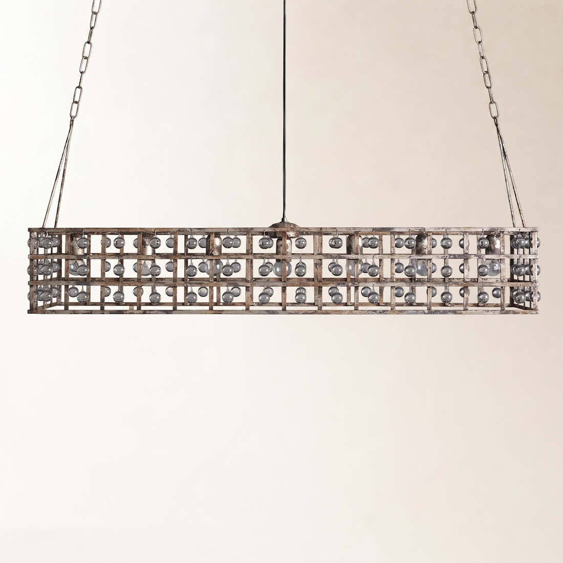 La Cage 50" Rectangular Chandelier in Silver