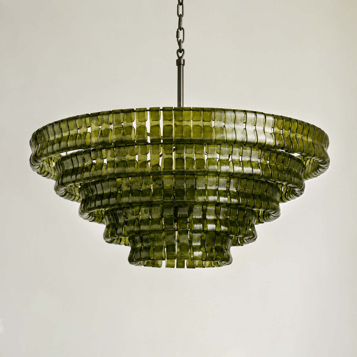 Amor 5-Tier Ghiaccio Glass Pendant Round Chandelier 48"
