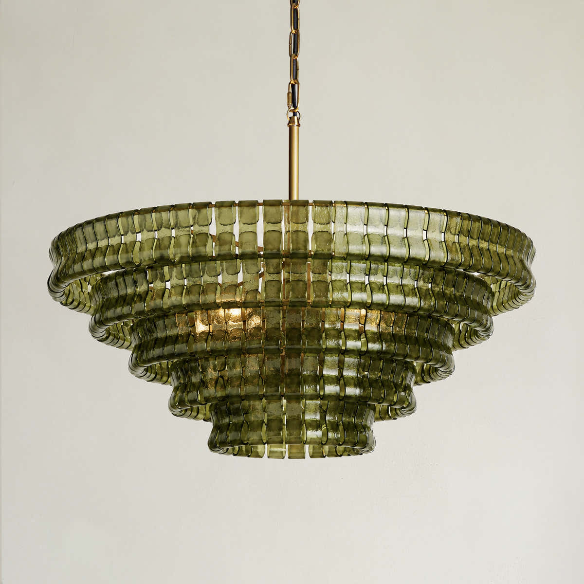 Amor 5-Tier Ghiaccio Glass Pendant Round Chandelier 48"