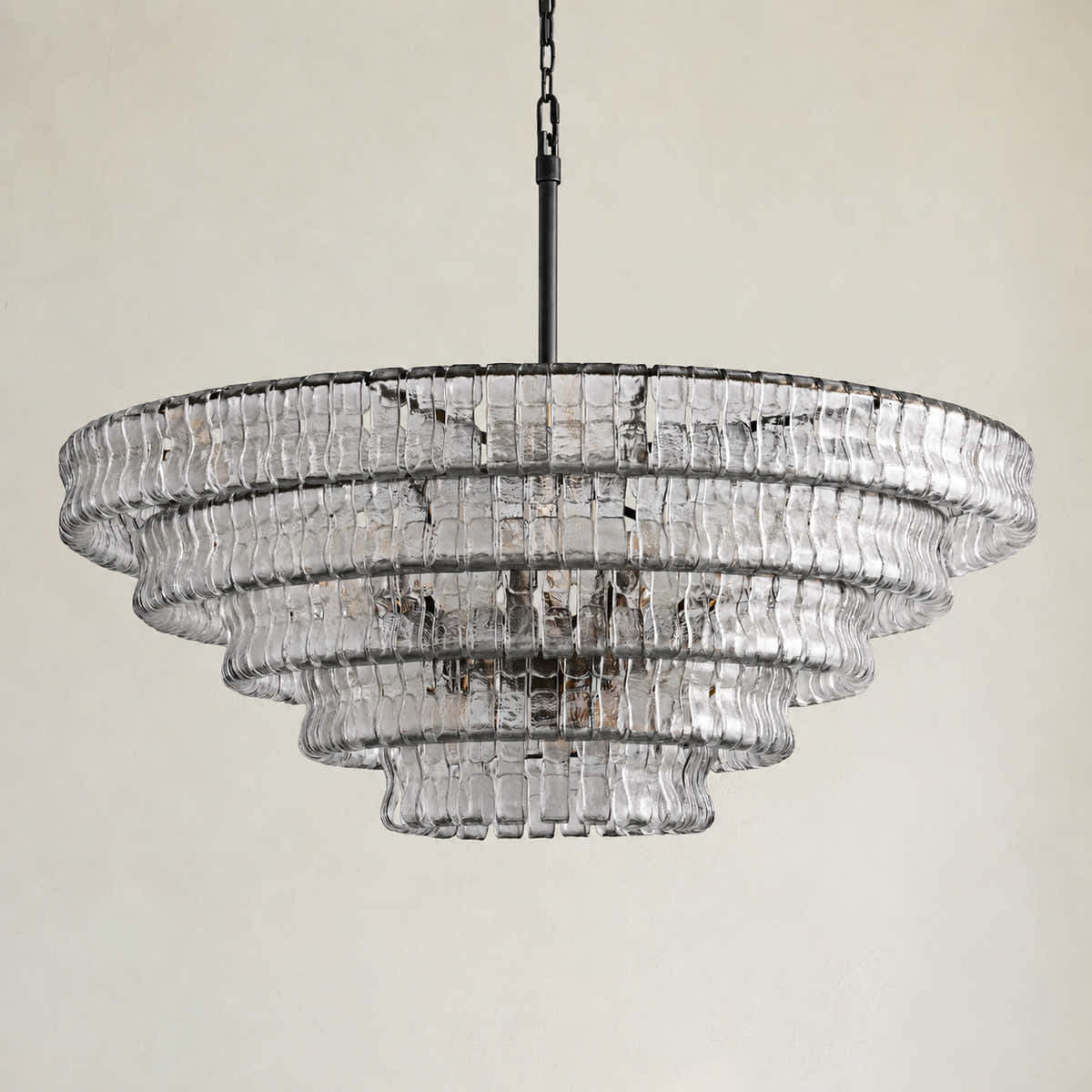 Amor 5-Tier Ghiaccio Glass Pendant Round Chandelier 48"