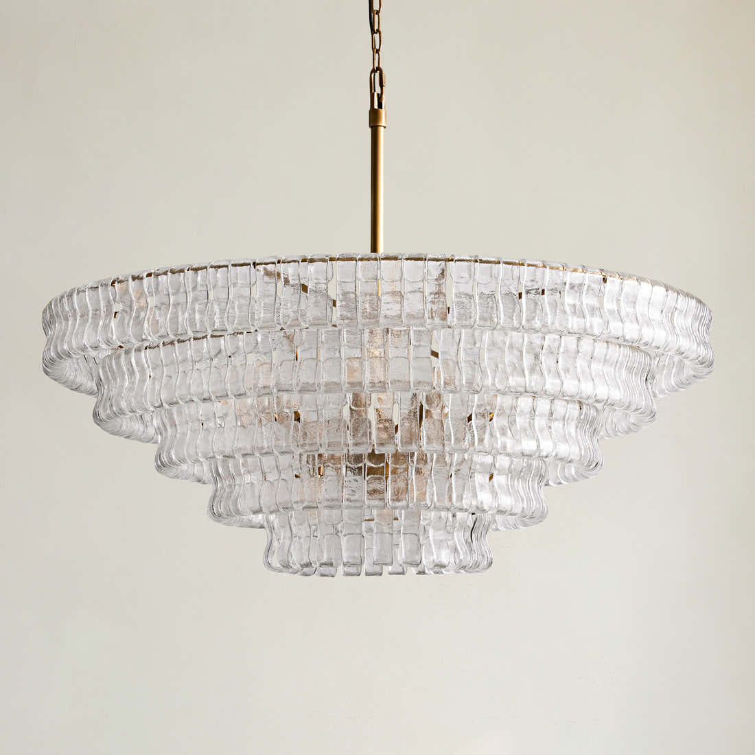 Amor 5-Tier Ghiaccio Glass Pendant Round Chandelier 48"