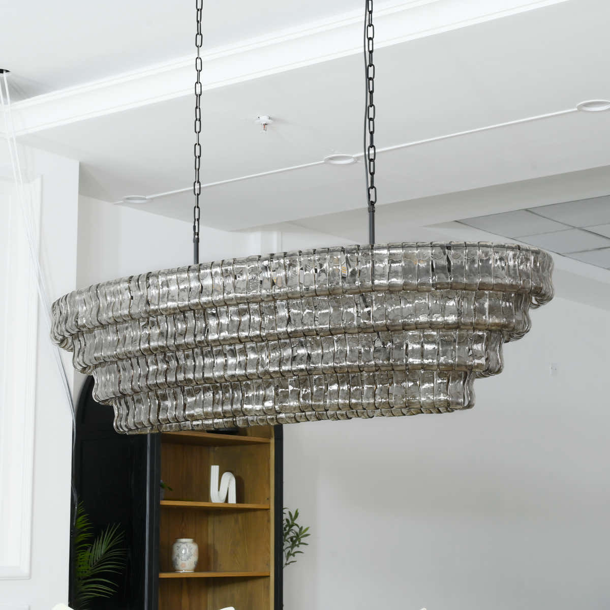 Amor Ghiaccio Glass Oval Chandelier 54"W/65"W