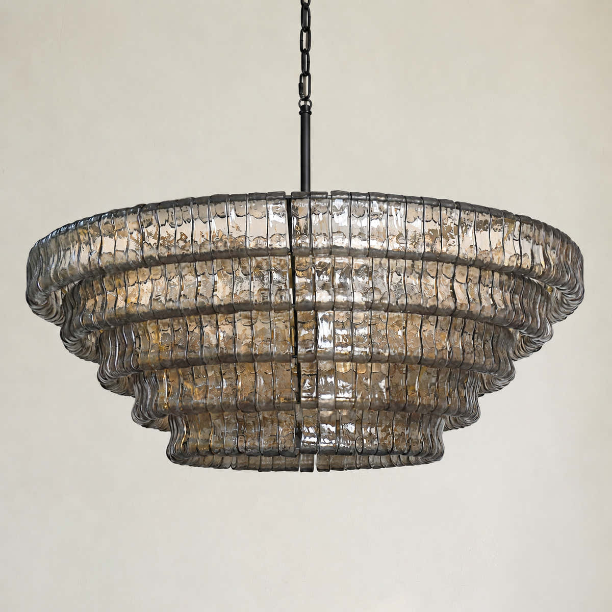 Amor 5-Tier Ghiaccio Glass Pendant Round Chandelier 48"