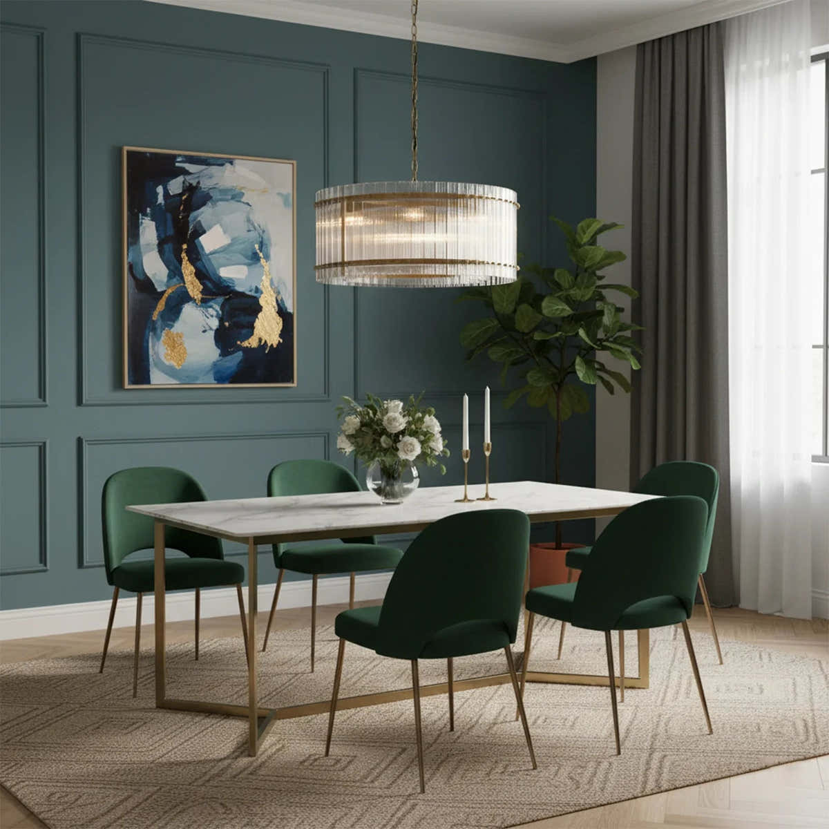 Grand Tiered Chandelier with Fluted Glass Rod