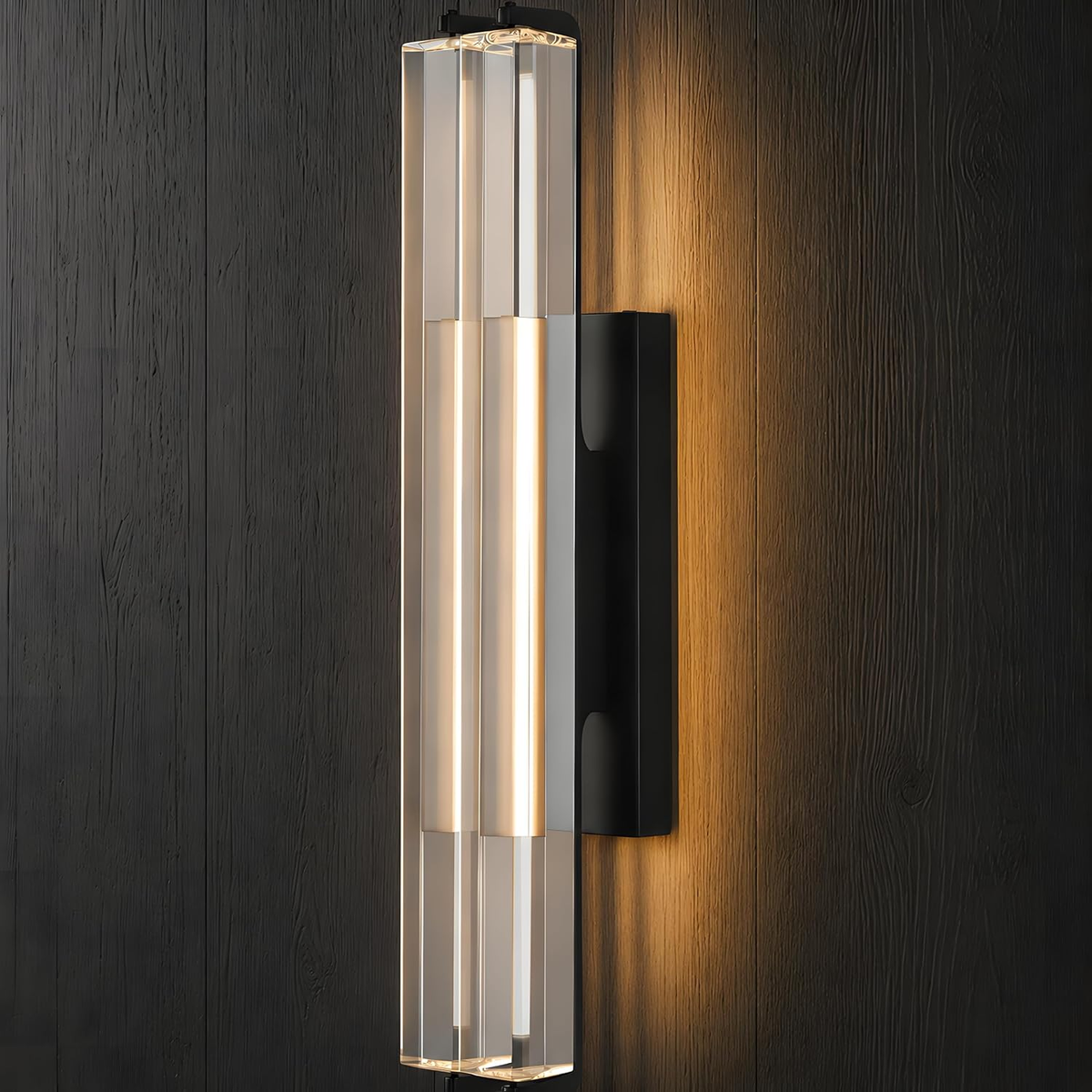 Modern Double Crystal Wall Sconce 19"H
