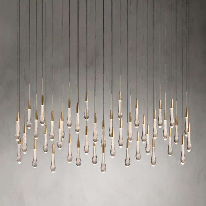 Raindrop Glass Solitaire Linear Chandelier