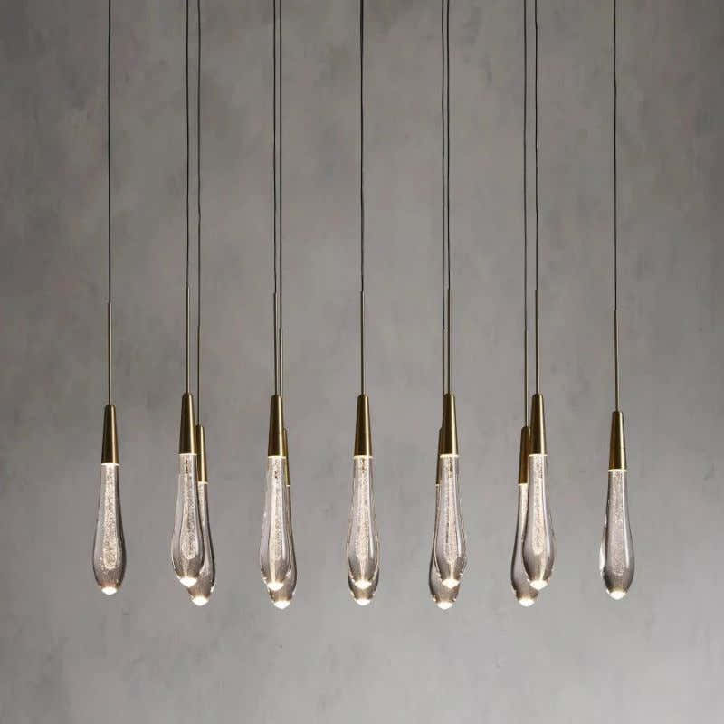 Raindrop Glass Solitaire Linear Chandelier