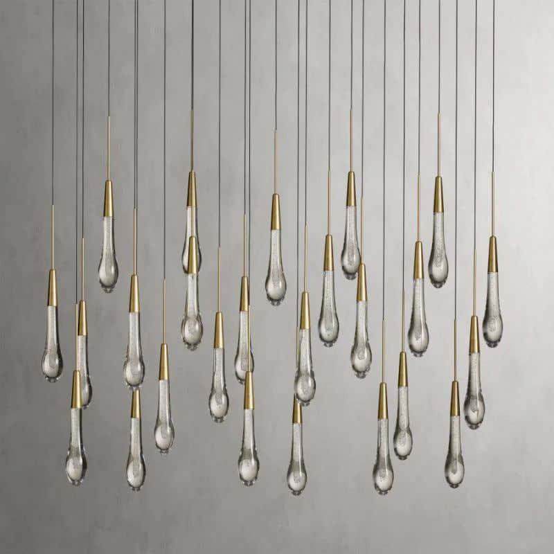 Raindrop Glass Solitaire Linear Chandelier