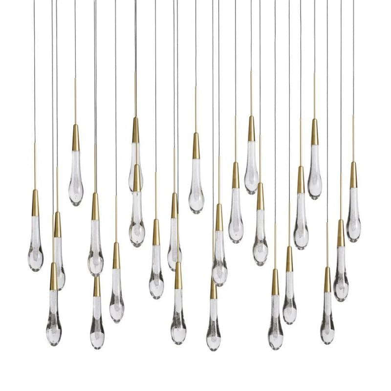 Raindrop Glass Solitaire Linear Chandelier
