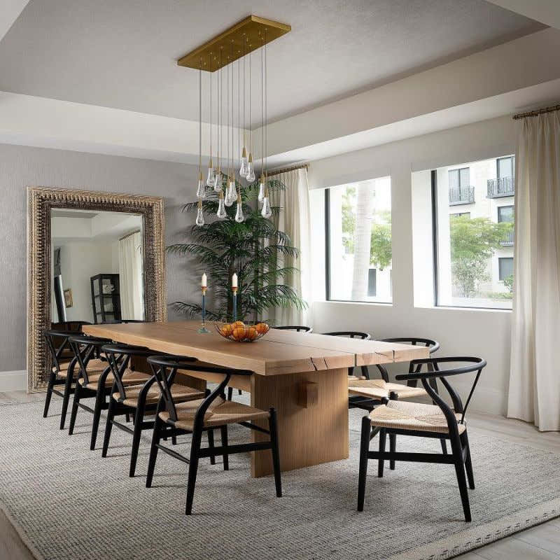 Raindrop Glass Solitaire Linear Chandelier