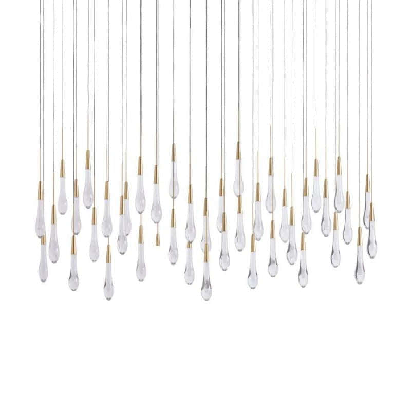 Raindrop Glass Solitaire Linear Chandelier