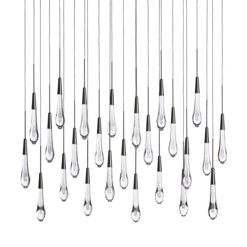 Raindrop Glass Solitaire Linear Chandelier