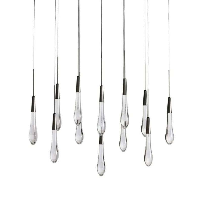Raindrop Glass Solitaire Linear Chandelier