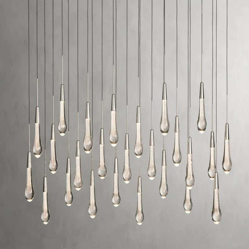 Raindrop Glass Solitaire Linear Chandelier