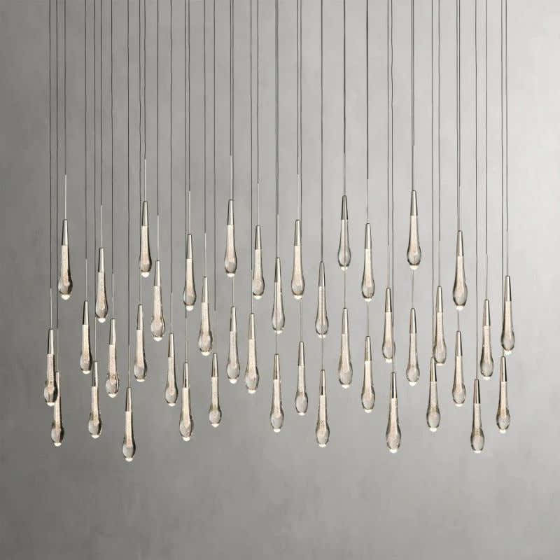 Raindrop Glass Solitaire Linear Chandelier