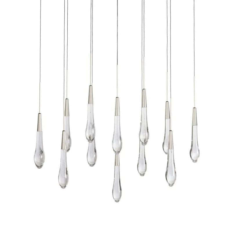 Raindrop Glass Solitaire Linear Chandelier