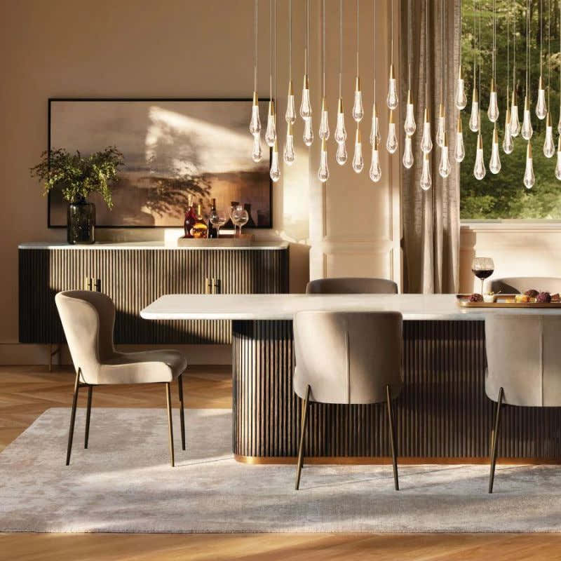 Raindrop Glass Solitaire Linear Chandelier