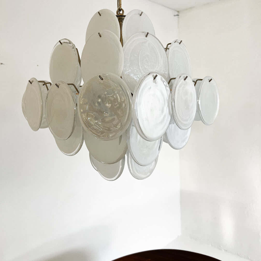 Murano Chandelier 36 White Disks