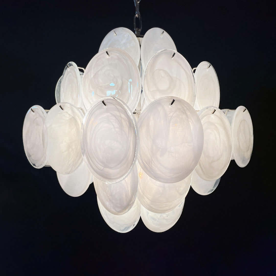Murano Chandelier 36 White Disks