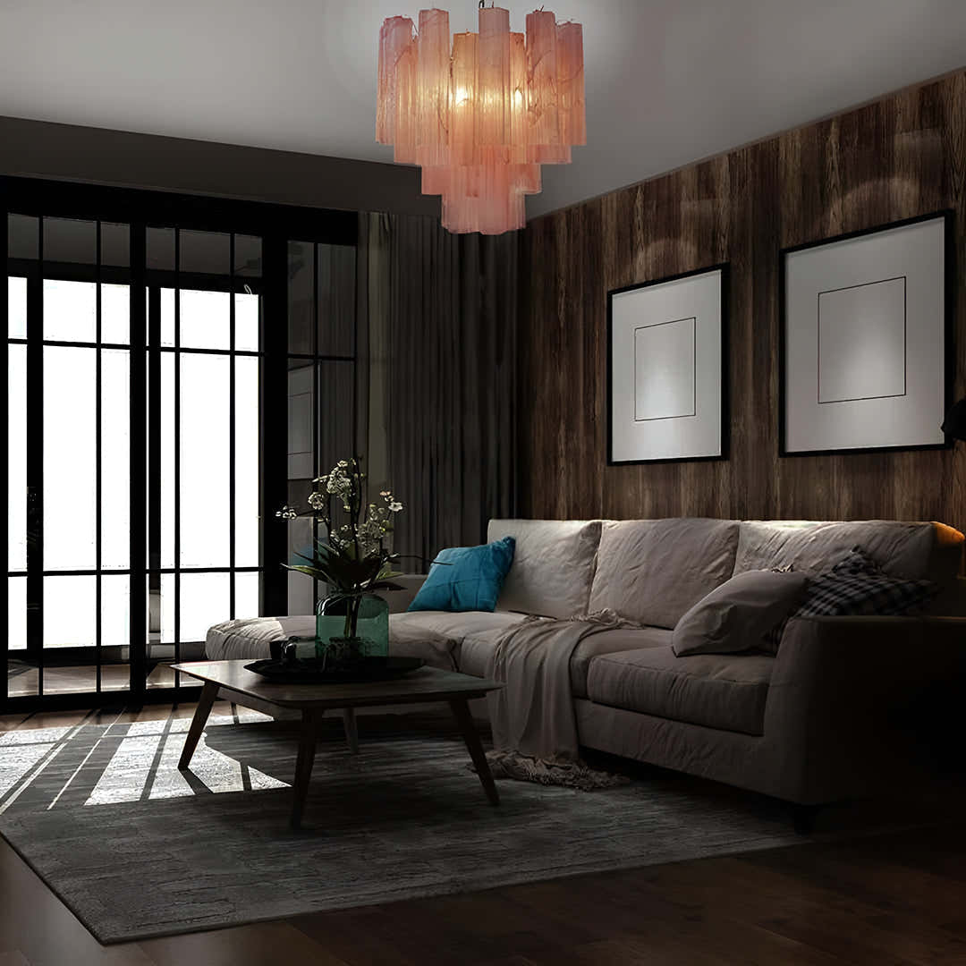 Pink Murano Glass Tronchi Chandelier