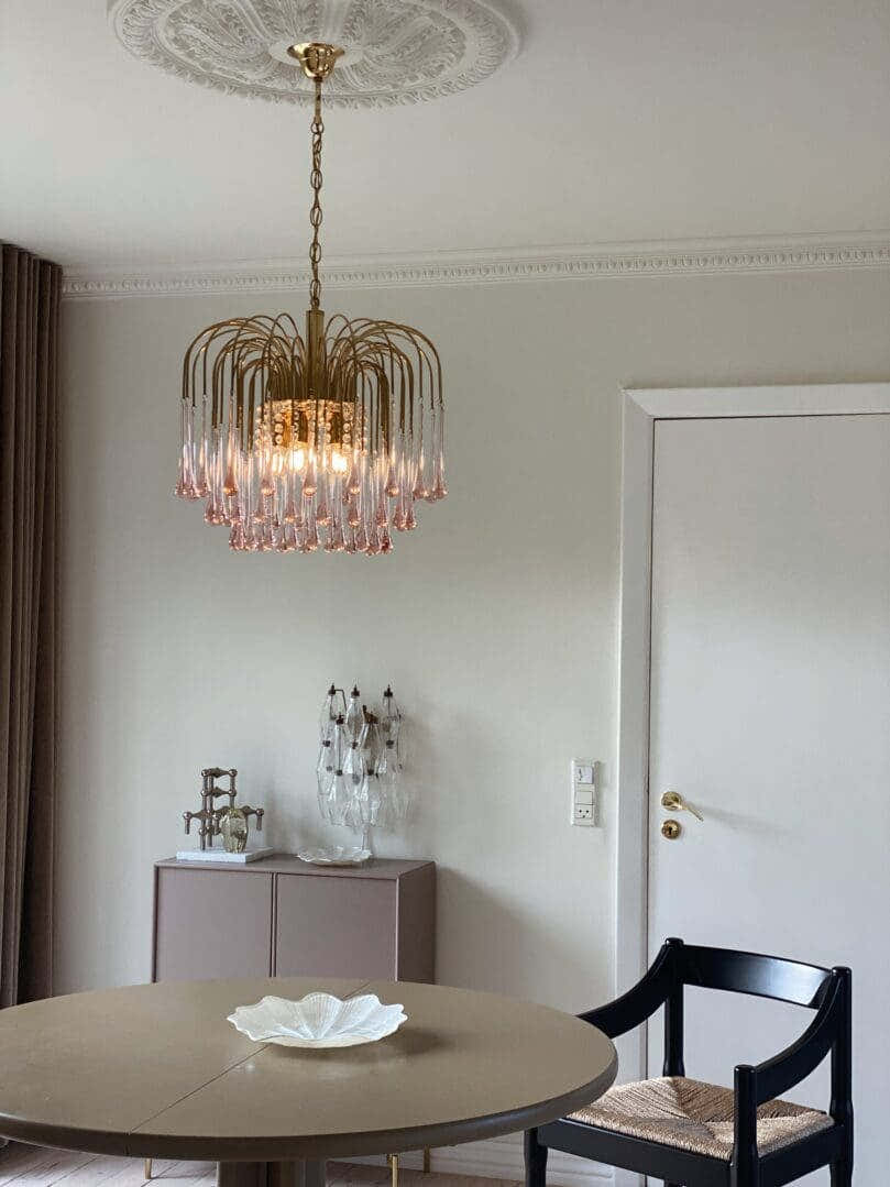 Vintage – Murano Teardrops Chandelier – 70s – Pink prisms