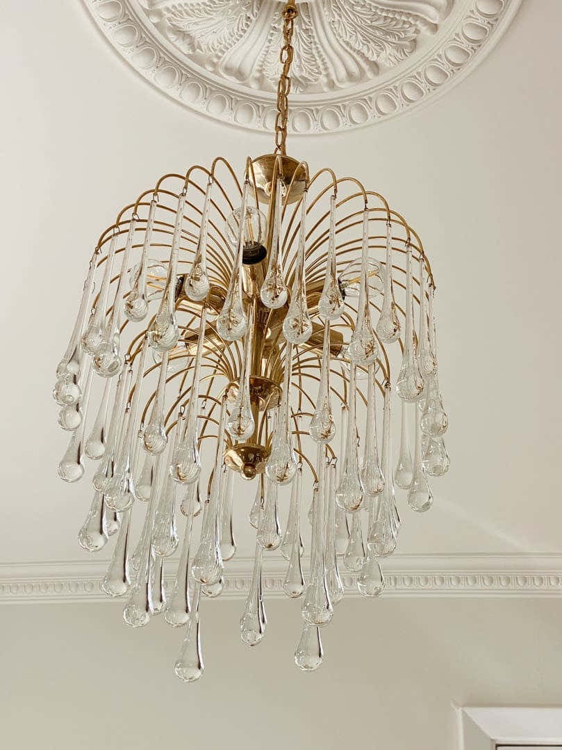 Vintage – Murano chandelier – Teardrop – 68 drops – Clear