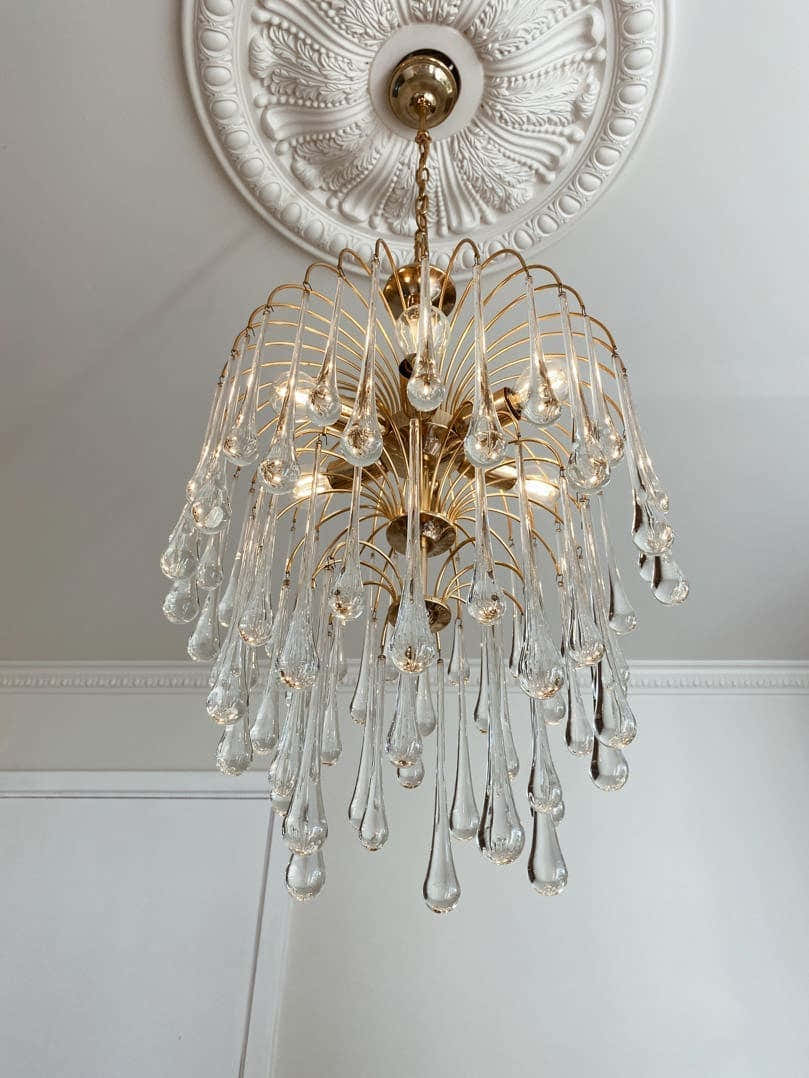 Vintage – Murano chandelier – Teardrop – 68 drops – Clear