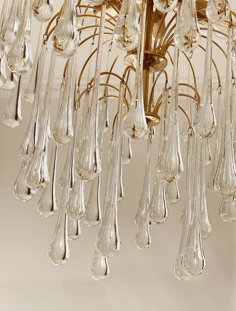 Vintage – Murano chandelier – Teardrop – 68 drops – Clear