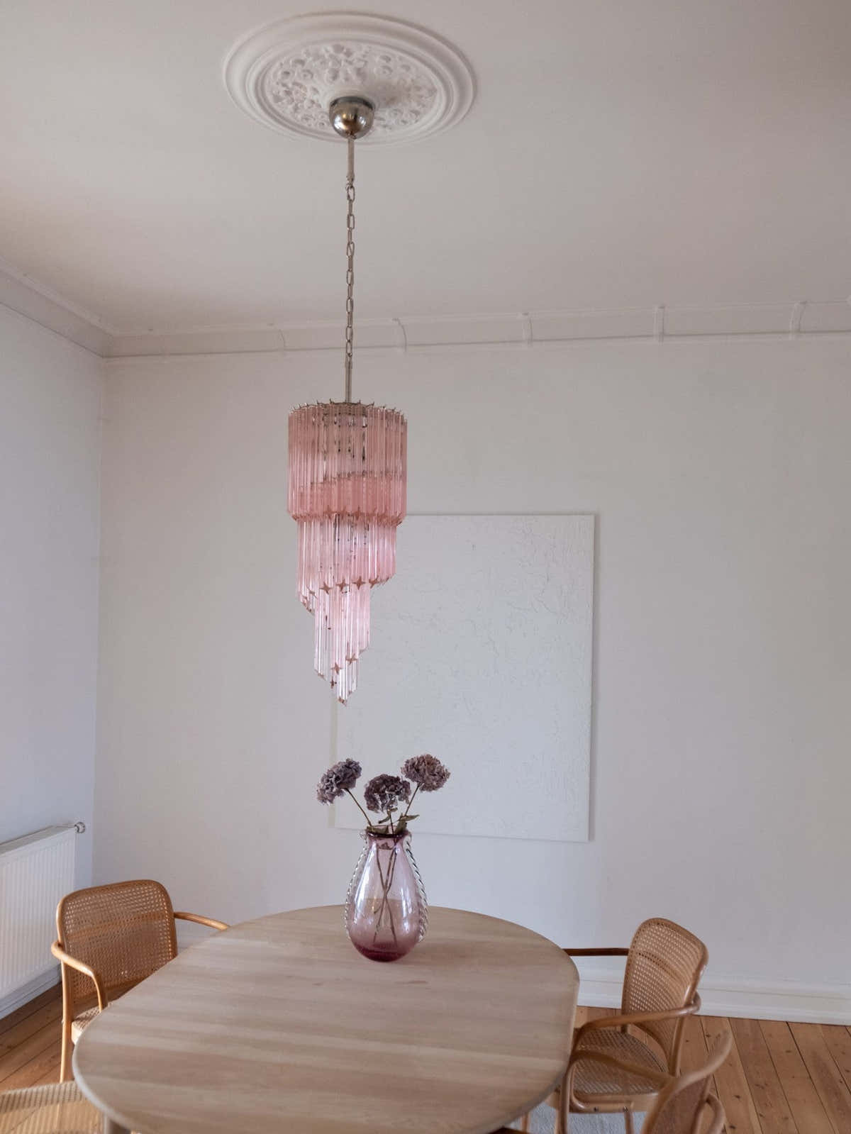 Murano Chandelier – Spiral – 54 prisms – Pink