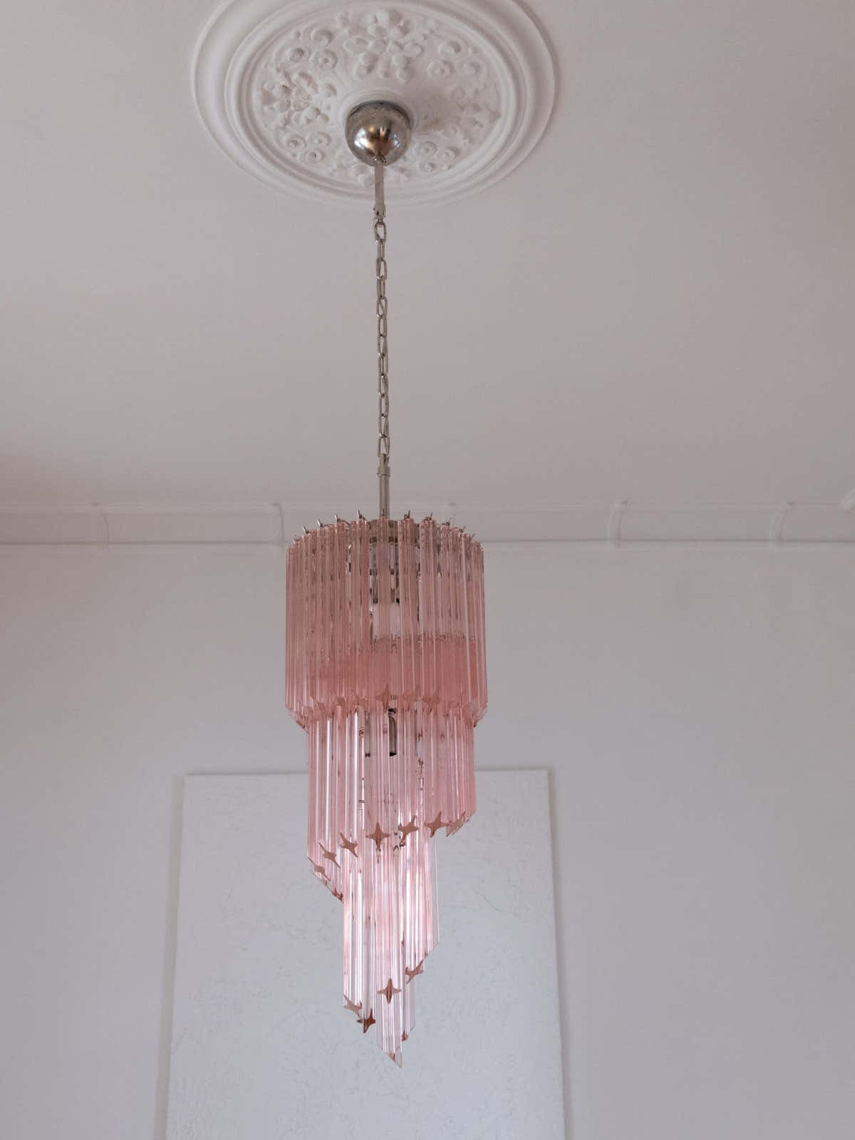 Murano Chandelier – Spiral – 54 prisms – Pink