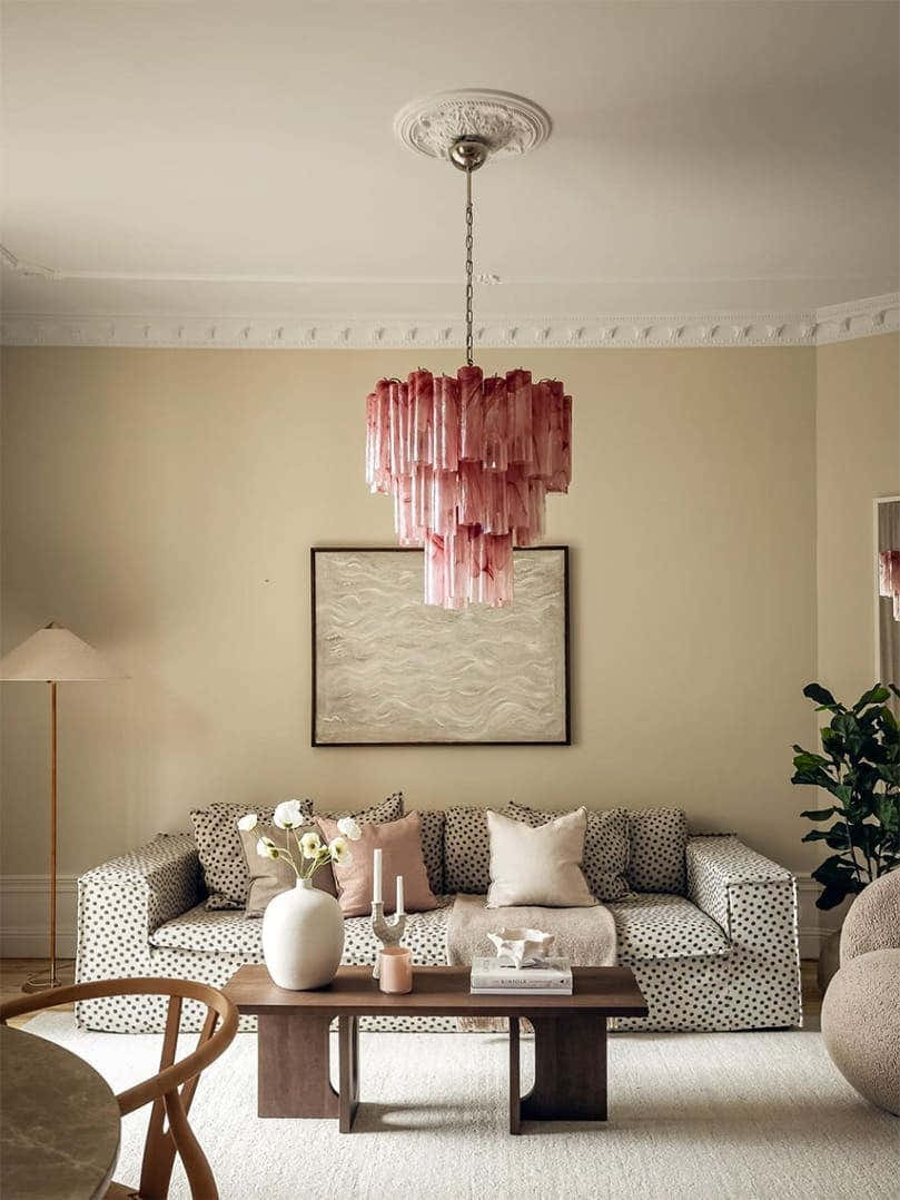 Murano Chandelier – 48 tubes – Alabaster Pink