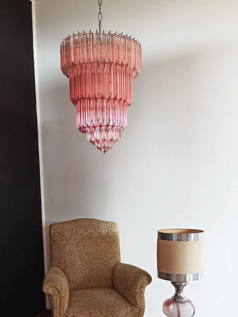 Murano Chandelier – 112 prisms – Pink